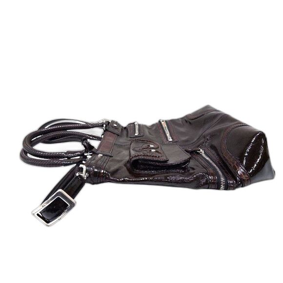 Brighton Kaelan Dark Brown Patent Leather Shoulder Bag - Picture 4 of 13